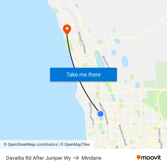 Davallia Rd After Juniper Wy to Mindarie map