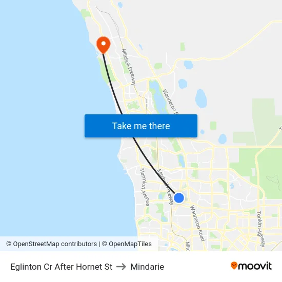 Eglinton Cr After Hornet St to Mindarie map