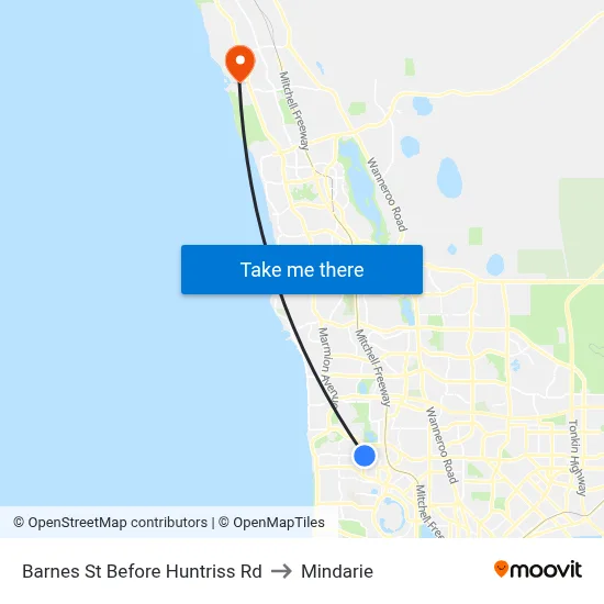 Barnes St Before Huntriss Rd to Mindarie map