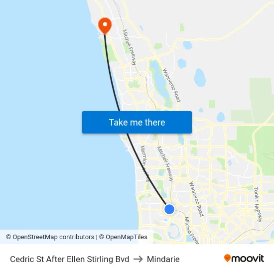 Cedric St After Ellen Stirling Bvd to Mindarie map