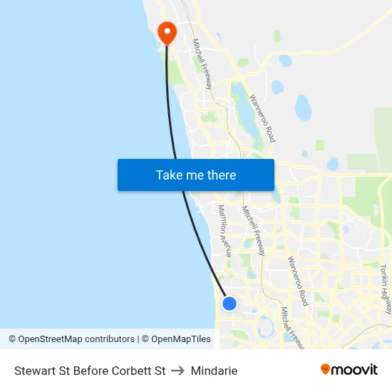 Stewart St Before Corbett St to Mindarie map