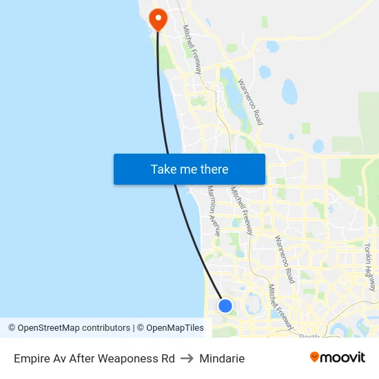 Empire Av After Weaponess Rd to Mindarie map