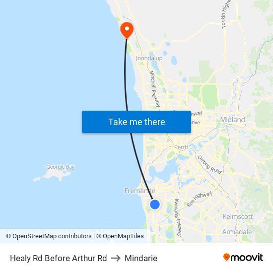 Healy Rd Before Arthur Rd to Mindarie map