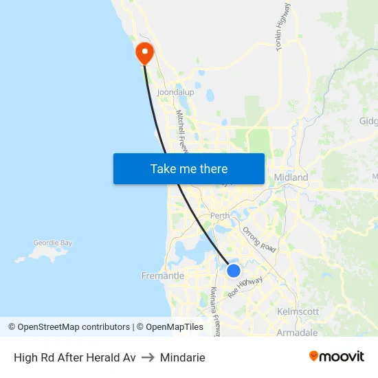 High Rd After Herald Av to Mindarie map