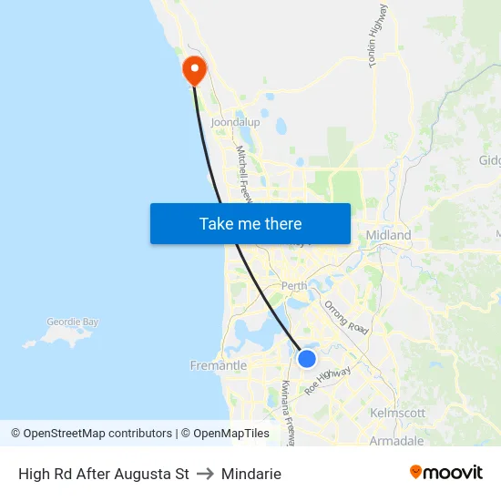 High Rd After Augusta St to Mindarie map