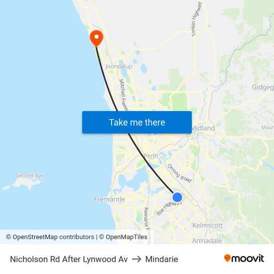 Nicholson Rd After Lynwood Av to Mindarie map