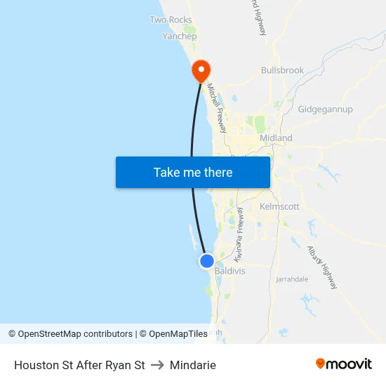 Houston St After Ryan St to Mindarie map