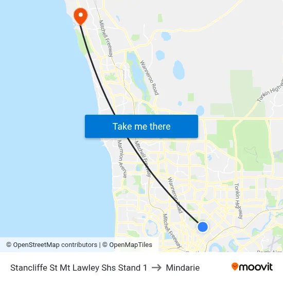 Stancliffe St Mt Lawley Shs Stand 1 to Mindarie map