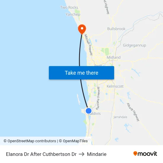 Elanora Dr After Cuthbertson Dr to Mindarie map