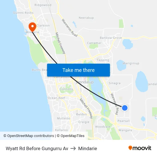 Wyatt Rd Before Gungurru Av to Mindarie map