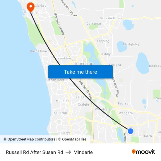 Russell Rd After Susan Rd to Mindarie map