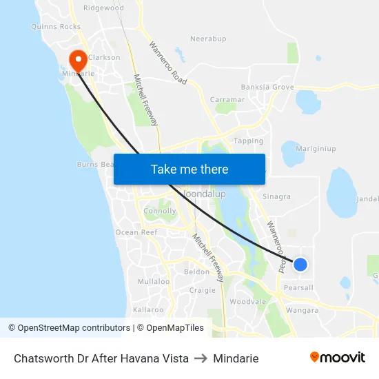 Chatsworth Dr After Havana Vista to Mindarie map