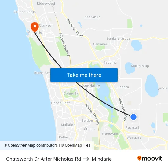 Chatsworth Dr After Nicholas Rd to Mindarie map