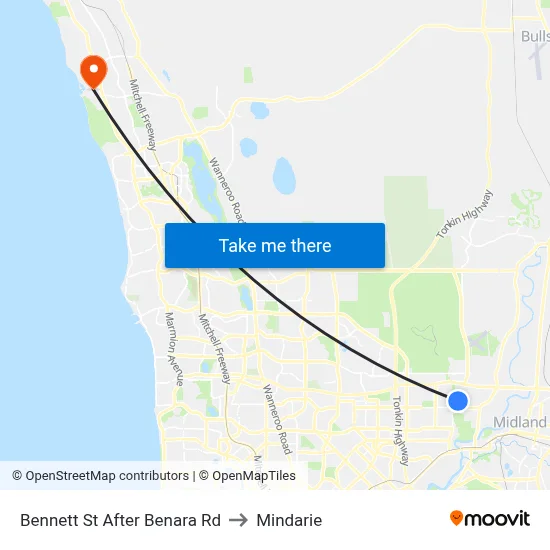 Bennett St After Benara Rd to Mindarie map