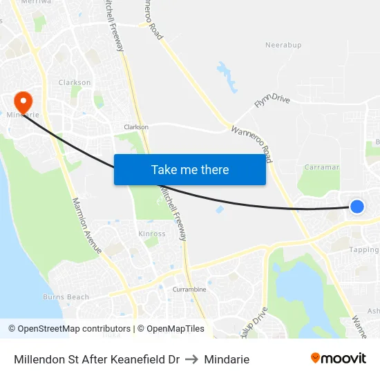 Millendon St After Keanefield Dr to Mindarie map