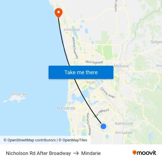 Nicholson Rd After Broadway to Mindarie map