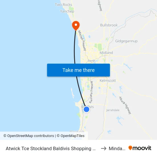 Atwick Tce Stockland Baldivis Shopping Centre to Mindarie map