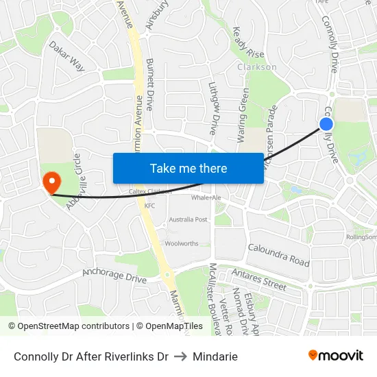 Connolly Dr After Riverlinks Dr to Mindarie map