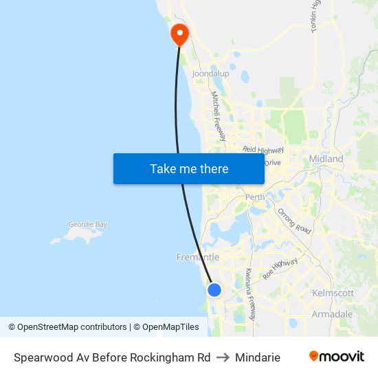 Spearwood Av Before Rockingham Rd to Mindarie map