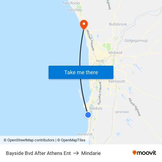 Bayside Bvd After Athens Ent to Mindarie map