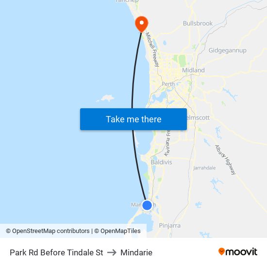 Park Rd Before Tindale St to Mindarie map