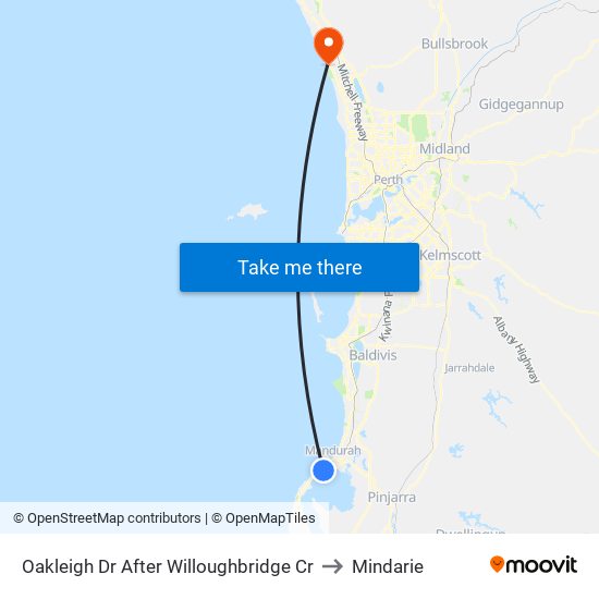 Oakleigh Dr After Willoughbridge Cr to Mindarie map