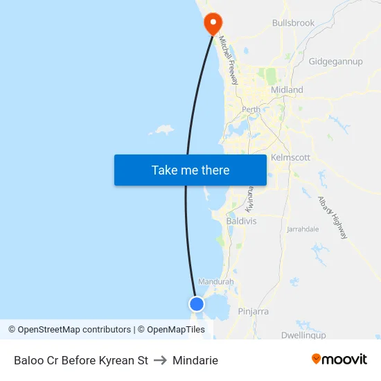 Baloo Cr Before Kyrean St to Mindarie map