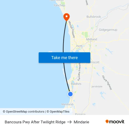 Bancoura Pwy After Twilight Ridge to Mindarie map