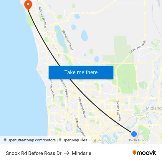 Snook Rd Before Ross Dr to Mindarie map