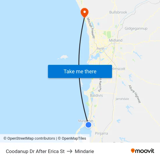 Coodanup Dr After Erica St to Mindarie map