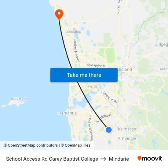 School Access Rd Carey Baptist College to Mindarie map