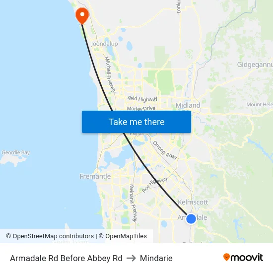Armadale Rd Before Abbey Rd to Mindarie map