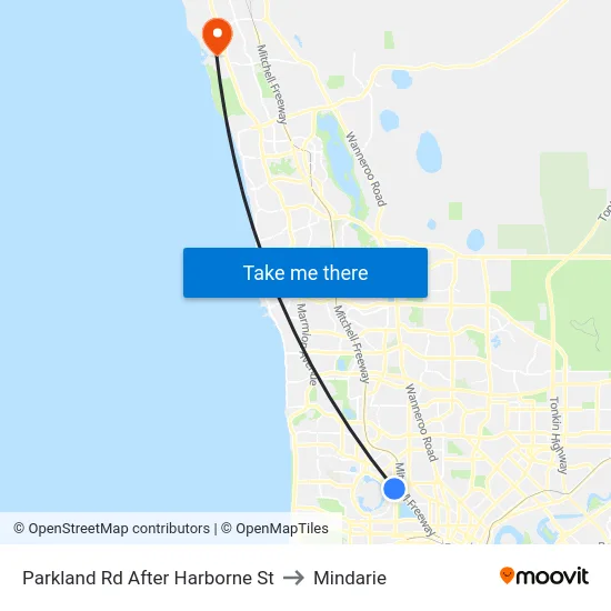 Parkland Rd After Harborne St to Mindarie map