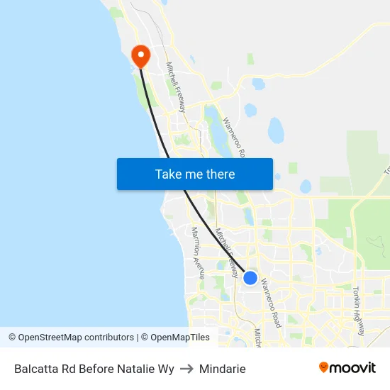 Balcatta Rd Before Natalie Wy to Mindarie map