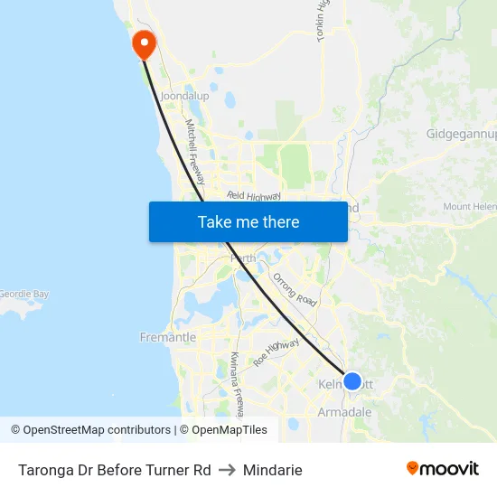 Taronga Dr Before Turner Rd to Mindarie map