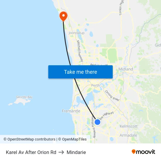 Karel Av After Orion Rd to Mindarie map