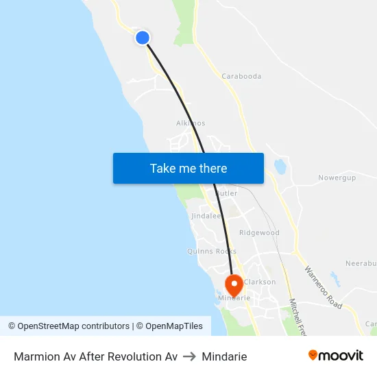 Marmion Av After Revolution Av to Mindarie map