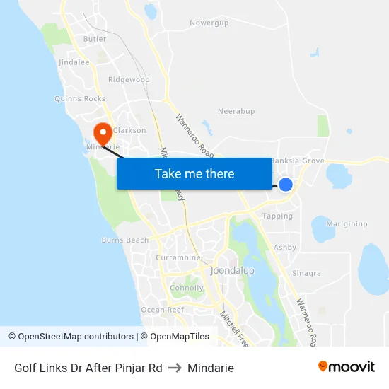 Golf Links Dr After Pinjar Rd to Mindarie map