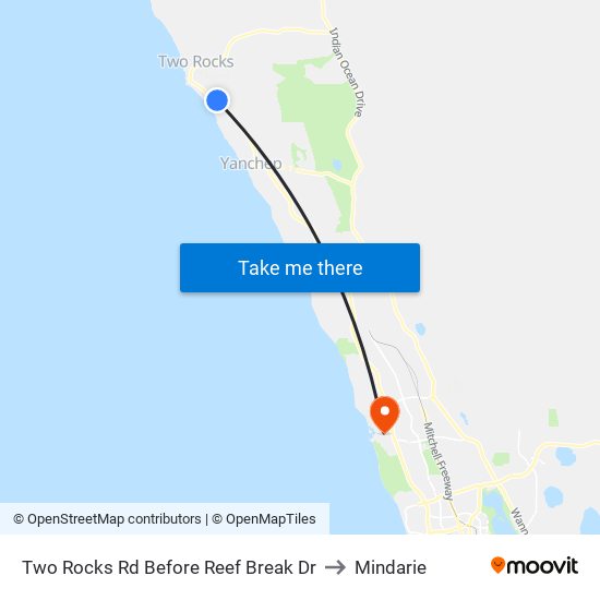 Two Rocks Rd Before Reef Break Dr to Mindarie map