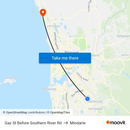 Gay St Before Southern River Rd to Mindarie map