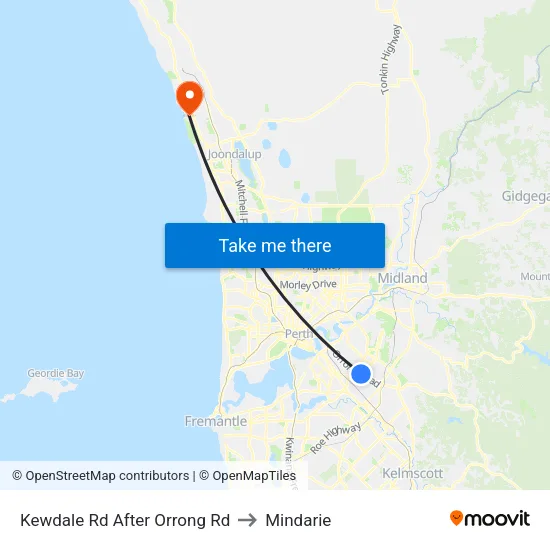 Kewdale Rd After Orrong Rd to Mindarie map