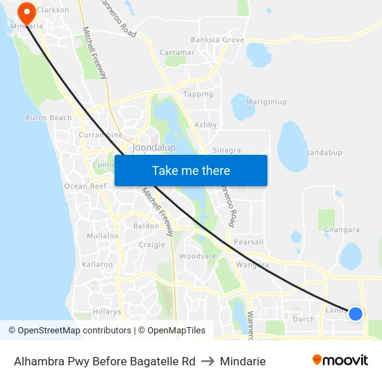 Alhambra Pwy Before Bagatelle Rd to Mindarie map
