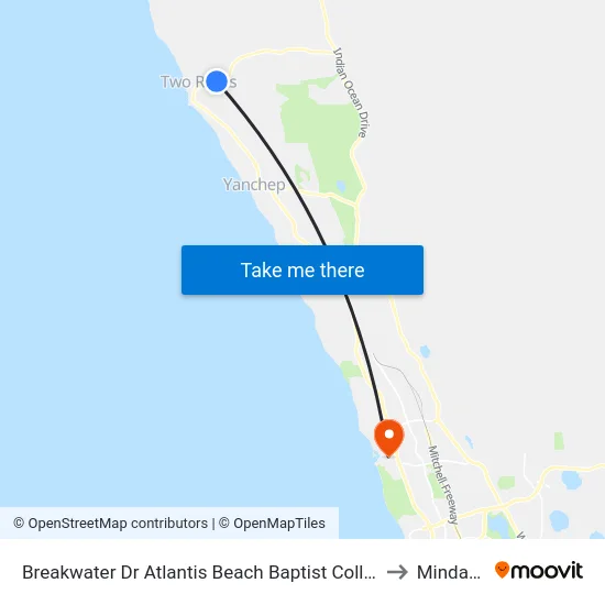 Breakwater Dr Atlantis Beach Baptist College to Mindarie map