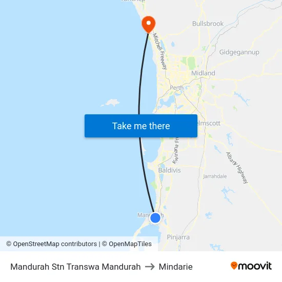 Mandurah Stn Transwa Mandurah to Mindarie map