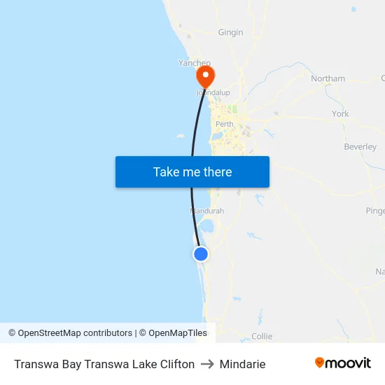 Transwa Bay Transwa Lake Clifton to Mindarie map