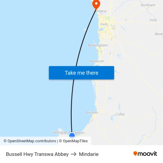 Bussell Hwy Transwa Abbey to Mindarie map