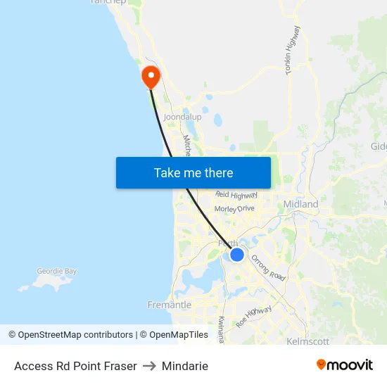 Access Rd Point Fraser to Mindarie map