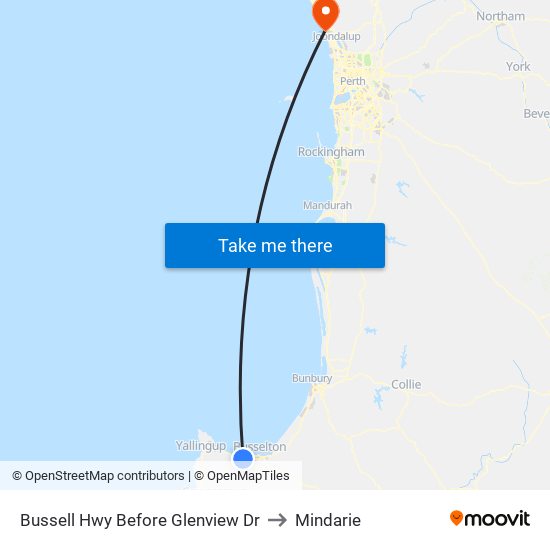 Bussell Hwy Before Glenview Dr to Mindarie map