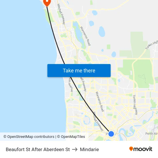 Beaufort St After Aberdeen St to Mindarie map