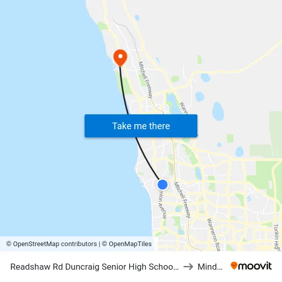 Readshaw Rd Duncraig Senior High School Stand 4 to Mindarie map
